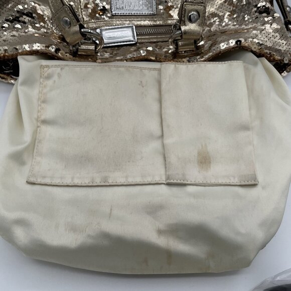RARE Coach 15383 Poppy Gold Sequin Spotlight Satchel Purse Handbag READ - Picture 15 of 15